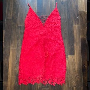 TJD The Jetset Womens Mini Dres- Red Lace Dress